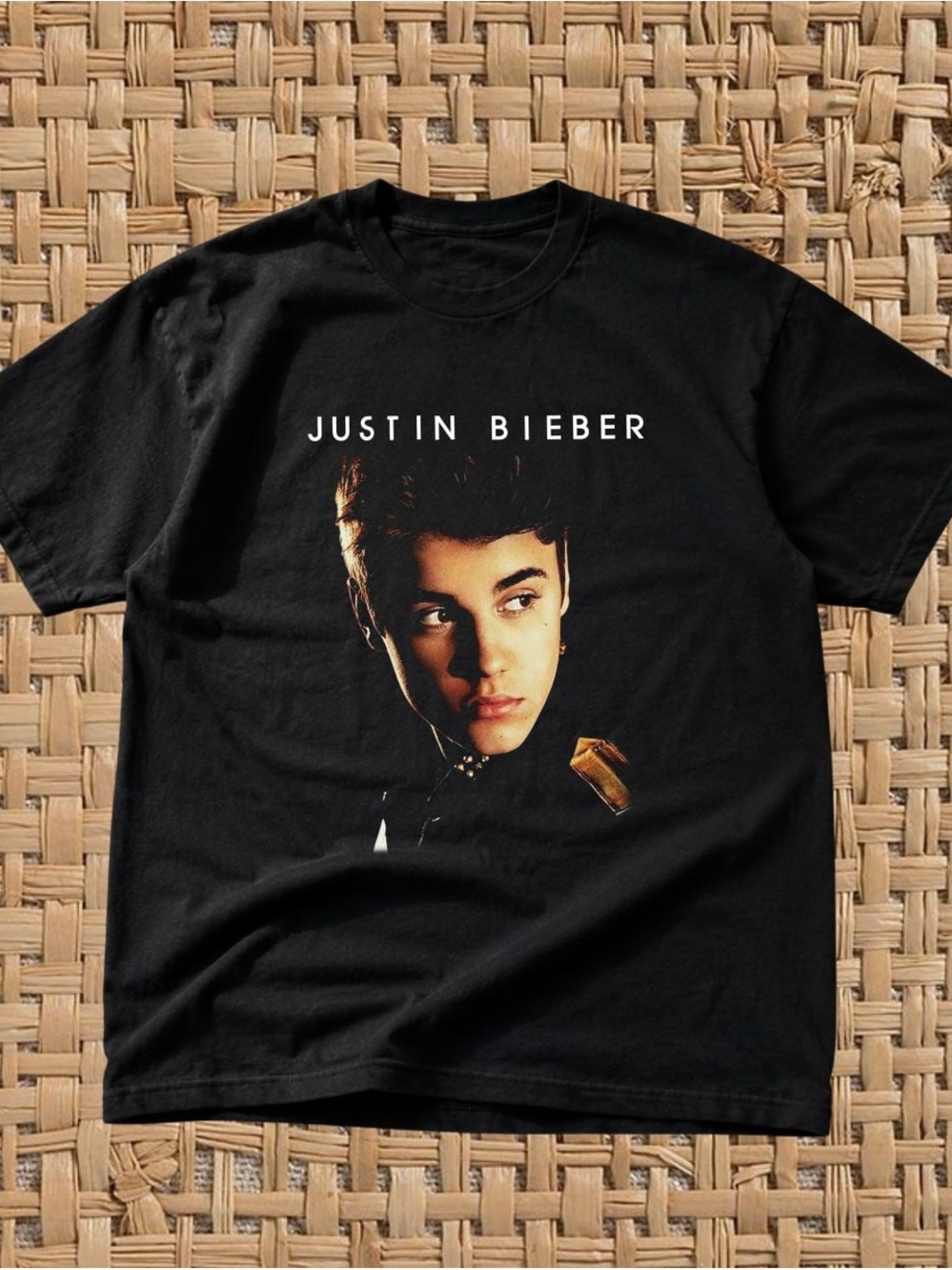Gildan Black Justin Bieber Portrait Tee - Men's Short Sleeve